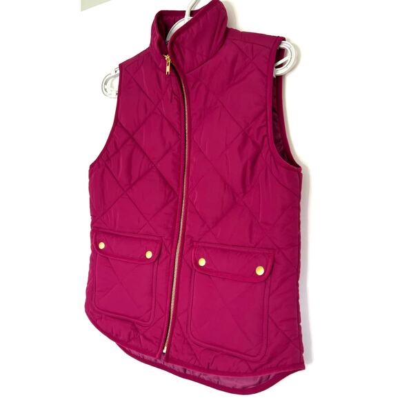 J. Crew Women XS NWT Berry Colored Puffer Vest - Picture 1 of 9